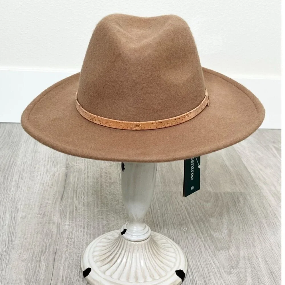Tentree Recycled Wool Wide Brim Felt Hat NWT Tobacco Brown Small